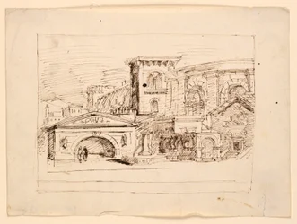 Décor de scène, bâtiments antiques